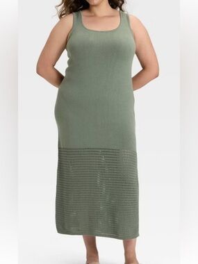 Universal Thread Olive Green Sleeveless Knit Maxi Dress